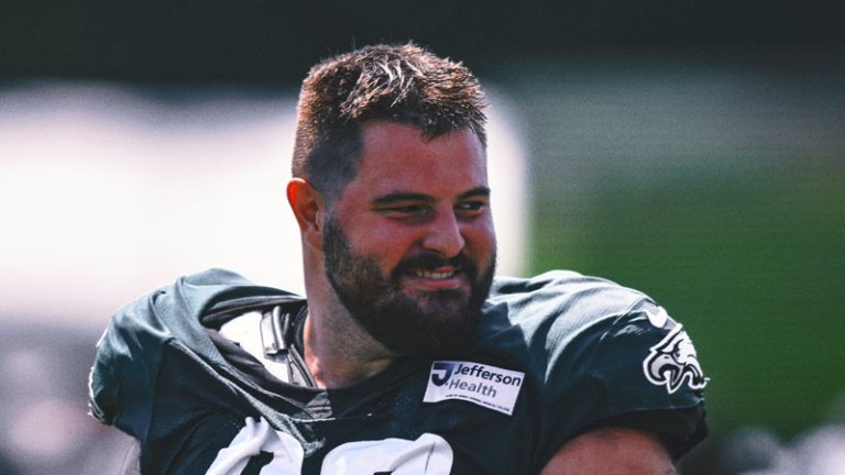 Eagles’ Landon Dickerson Serves Beers at Practice While Recovering From Surgery